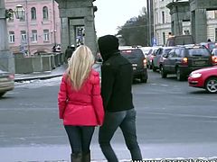 Nika met this random guy, but he acted like a real gentleman and she was ready to give up her tight pussy. Watch her riding him like a fucking champ!