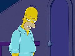Homer has had a hard day at the nuclear power plant and when he comes home to Evergreen Terrace all he wants to do is fuck his hot wife Marge. Bart is being distracted by Jimbo so there's no one to interrupt them. Homer enters the bedroom which looks like a island paradise and Marge gives him head.