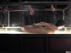 This is a crazy BDSM porn scene featuring sexy slave Lielani! Honey loves being tortured so fucking hard and also babe loves being dipped in the water!