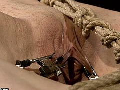 This chick must have done something very bad and needs to be punished hard. Cruel mistress binds her slave in ropes and puts her skills to the test giving every kind of kinky torture to this slut. Check out this BDSM sex scene now and get ready to cum!