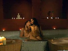 Watch an alluring Desi brunette temptress sucking and riding her man's cock during an intense tantric sex session.