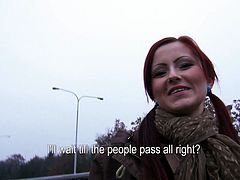 Cum thirsty red haired chic is ready to suck out all your juicy right here and right now. She polishes meaty shaft standing on her knees in public. Watch Mofos Network sex video for free.