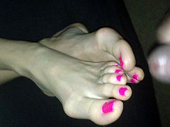 Cumming on Cumslut Barbies Hot Pink Toes