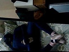 ballet pointe shoes and blue zentai