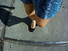 walking sissy on heels