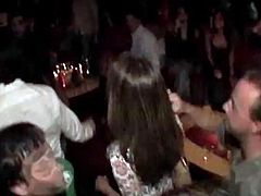 Get a load of this hot scene where a sexy babe by the name of Dona leaves the club with a guy to have her tight cunt drilled.