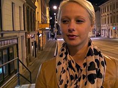Aroused dude notices a lascivious blondie walking down the street. She bares her small perky tits for him and later heads home for hardcore sex orgy in peppering Mofos Network sex video.
