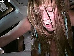 Pretty teen girl in public anonymous sex gang bang dogging orgy through the car window PART 3