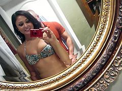 Sexy Ariana Marie loves to take selfies in her bikini,her boyfriend loves it too,so everytime she does it he sneaks from her behind and sticks his cock in her wet and tight pussy.Watch this couple's sex in Mofos Network sex clips.