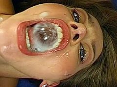 Wild slut is crazy about swallowing warm loads after having intense sex