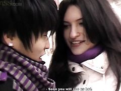 Brunette Nika eats dudes meaty erect pole like mad