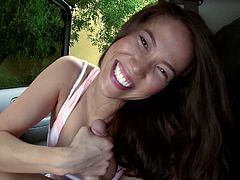 Lily Ocean is a shameless Asian cutie and she loves stroking huge dicks. She brags off her bouncy tits and provides her fucker with amazing handjob on the backseat.