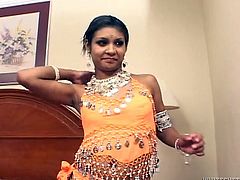 Filthy indian whore Dipti is up for a treat! She remains without her clothes and then, spreads her thighs wide. Between her legs she keeps a bald tight pussy, that this guy begins to finger and lick. Yeah, he likes it and then, feds her with his cock. Are we gonna see some cum on her face too?