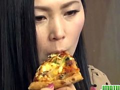 A bunch of people were dining at a restaurant. This mature Japanese started to try on different sexy outfits. She went in another room with a man who fucked her.