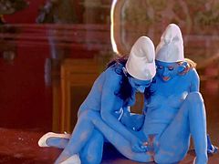 Lexi Belle and Charley Chase as Smurfette and Sassette Smurf have lesbian sex in this outstanding parody. Blue girls show off their sexy bodies and play with each others lovely pussies.