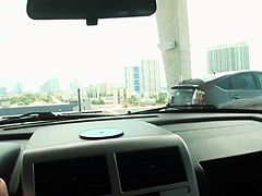 Too horny couple decided to have a sex in their car while they were on traffic jam.She pulled her skirt and he started to rub her wet pussy and finger drill it,watch her getting pleased in the car in Mofos Network sex clips.