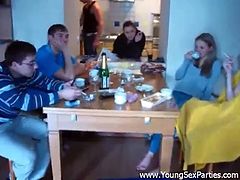 Check out these drunk russian students having fun in a home party. They are wasted as a motherfucker and the chicks are ready to get their pussies banged hard!