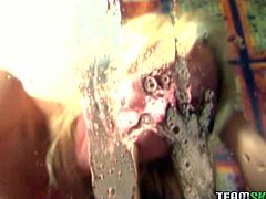 Watch this not so attractive but horny fuck and crazy blonde suck that cock like crazy bitch in Team Skeet sex clips.