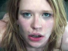 Hot redhead chick Madison Young gets bound and tortured in a basement and enjoys having pumps on her nipples and a toy in her awesome fuckable cunt.