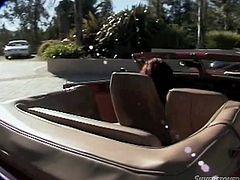 She come by car in his house. And she goes to him wgen he wait for her near the pool. They have oral sex at first. Then she got her pretty pussy fucked doggystyle and swallows his cum in steamy Fame Digital sex video.