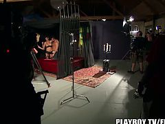 Watch this female director explaining this hot couple to share their sex life on the camera for playboy tv show.They are nervous but excited too.Enjoy this hot busty brunette babe and her horny hunky lover sex.