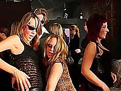 Nasty club chicks dancing erotically and getting nailed in public