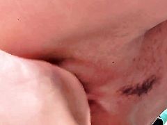 With shaved bush spends time dildoing her love hole for camera