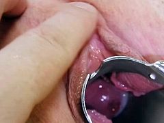 Cute blonde likes to tease her doc while letting him touch her pussy pussy