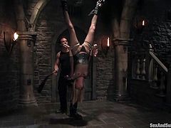 Amazing Delilah Strong gets hanged up upside down and face fucked. Then she also gets her vagina toyed and fucked by Steven St. Croix.