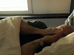 Sarah Palmer wakes up side by side with an old man that she doesn't know. She gets scared at first, but then she ends up getting fucked by him and tasting his cum.