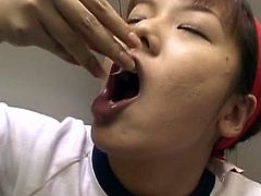Kinky japanese teen loves to swallow cum after enjoying full pleasure at school