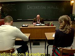 Tight teacher is gets his ass spanked and fucked by a naughty student! He ends u with his asshole red and his asshole gaped after the kinky blonde fucks his ass with a strapon dildo.