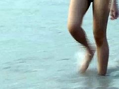 sexy Thai Boy walks at the beach, docu scene