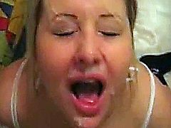 Great Amateur Video Of My wife sucking my cock and taking facial