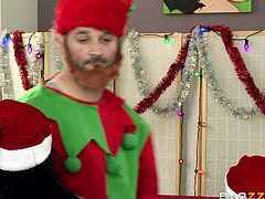 Santa had a long hard day but at the end, it all pays up. After hearing a lot from all those spoiled brats he finally receives a visit from two good girls. Well now, after hearing them, Santa finds out that these two girls are very naughty and he decides to fuck them. Maybe Santa will fill our girls with cum too