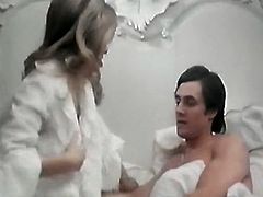 Mind blowing blonde babe gets laid with her lover in her big gorgeous bed. Check out how she gets fucked missionary style.