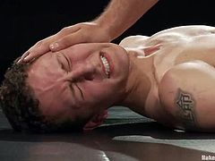 Get wild watching this video where two gay fellows wrestle together until one of them gets his asshole extremely destroyed by the other one.