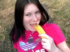 Cutie gets nailed and made to swallow in a sexy outdoor fuck session