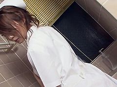 Sexy Asian nurse in tight white pantyhose