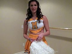 Lewd cheerleader Holly Michaels gets her twat slammed in POV clip