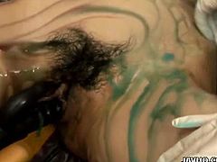 JAVHQ brings you a hell of a free porn video where you can see how the alluring Asian brunette Rika Sakurai gets rubbed in paint and dildoed by some very horny dudes.