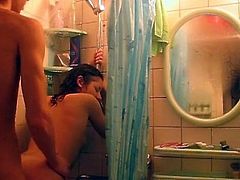 Cutie enjoys a good fuck from her new boyfriend under the warm shower