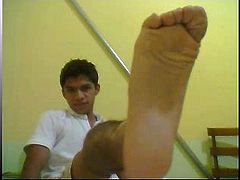 various straight guys feet on webcam