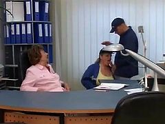 Granny and Milf Secretaries fuck the delivery guy