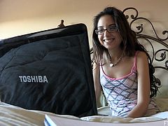 Cutie has a wonderful smile, bright big eyes and long brown hair! She is so adorable curled up in bed with her laptop! I want to know what goes on at night!