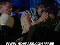 An Arabic sultan runs a sex club. While others are trying to save the sex slaves, they get slammed.