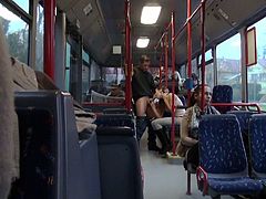 Impossibly tasty looking long haired light head zealous babe with gorgeous button and monstrous Fatsacks posed doggy way in bus and got her kitty poked by massive pecker of her brutal freaky BF. Watch this hot public hammering in Mofos Network sex video!