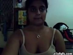 Shameless amateur girl flashes her big natural boobs for camera. Then she takes off her panties exposing wet pussy. Curvy babe fondles her snatch sensually.