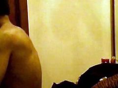 Passionate Indian couple is having steamy foreplay. The guy goes down on his girl. Then he thrusts his dick in her mouth so she sucks deepthroat.