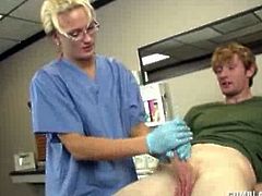 Cum Blast City brings you a very interesting free porn video where you can see how a horny dude enjoys a hell of a medical handjob from a very skilled professional.